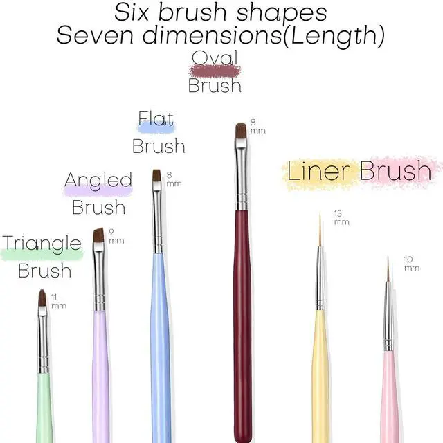 Alt view image 4 of 6 - Nail Art Brushes, Nail Design Painting Brush Set with Nail Polish Brush, Nail Liner Brush, Nail Extension Gel Brush, Builder Nail Gel Brush, and Multi-Size Dotting Pens for DIY Nail Art