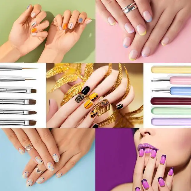 Alt view image 5 of 6 - Nail Art Brushes, Nail Design Painting Brush Set with Nail Polish Brush, Nail Liner Brush, Nail Extension Gel Brush, Builder Nail Gel Brush, and Multi-Size Dotting Pens for DIY Nail Art