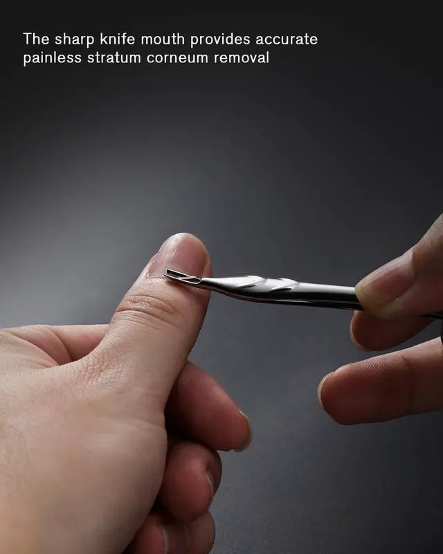 Alt view image 4 of 7 - Cuticle Pusher with Fork, 2-in-1 Cuticle Trimmer Nail Care Tool, Stainless Steel Cuticle Remover Tool for Manicures and Pedicures - Silver