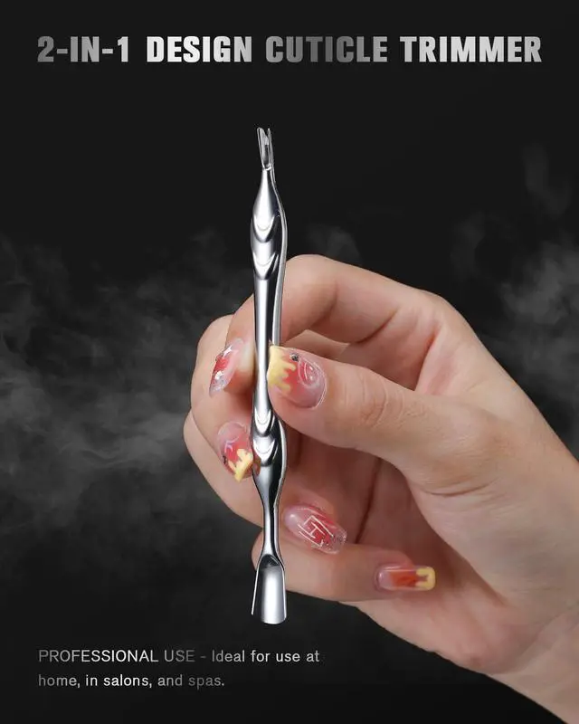 Alt view image 6 of 7 - Cuticle Pusher with Fork, 2-in-1 Cuticle Trimmer Nail Care Tool, Stainless Steel Cuticle Remover Tool for Manicures and Pedicures - Silver
