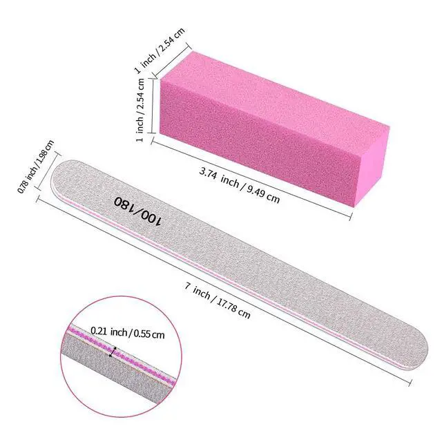 Alt view image 2 of 7 - Nail Files and Buffers, Professional Manicure Tools Kit Rectangular Art Care Buffer Block Tools 100 180 Grit 12 pcs(White)