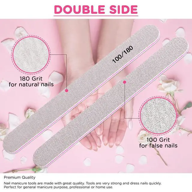 Alt view image 4 of 7 - Nail Files and Buffers, Professional Manicure Tools Kit Rectangular Art Care Buffer Block Tools 100 180 Grit 12 pcs(White)