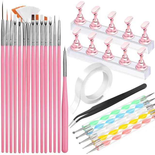 Main image of Nail Art Tools, Nail Brush, 15 PCS Nail Art Brushes, 5 PCS Nail Dotting Tool, Nail Stand, Nail Holder For Painting Nails, Press On Nail Stand, Nail Tools, Nail Design Tools