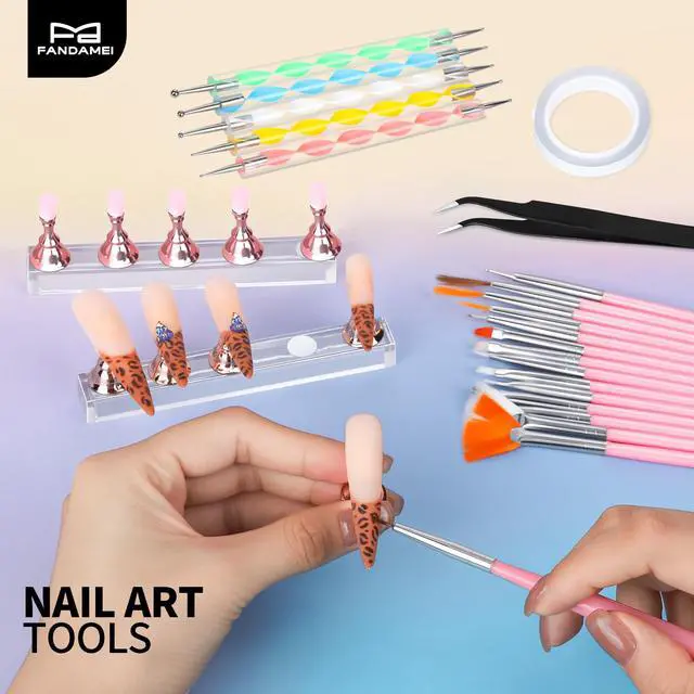 Alt view image 7 of 7 - Nail Art Tools, Nail Brush, 15 PCS Nail Art Brushes, 5 PCS Nail Dotting Tool, Nail Stand, Nail Holder For Painting Nails, Press On Nail Stand, Nail Tools, Nail Design Tools