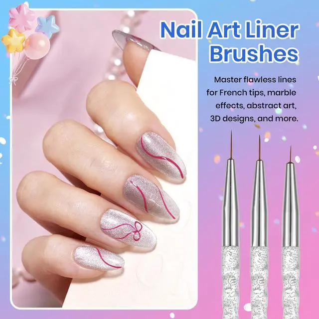 Alt view image 2 of 7 - 31pcs Nail Art Brushes, Dotting Tools, Nail Art Pens, Dust Brush, Striping Liner Fingernail Drawing Pens with Palette Holder Metal Handle All in One for Starter Manicure Design Set