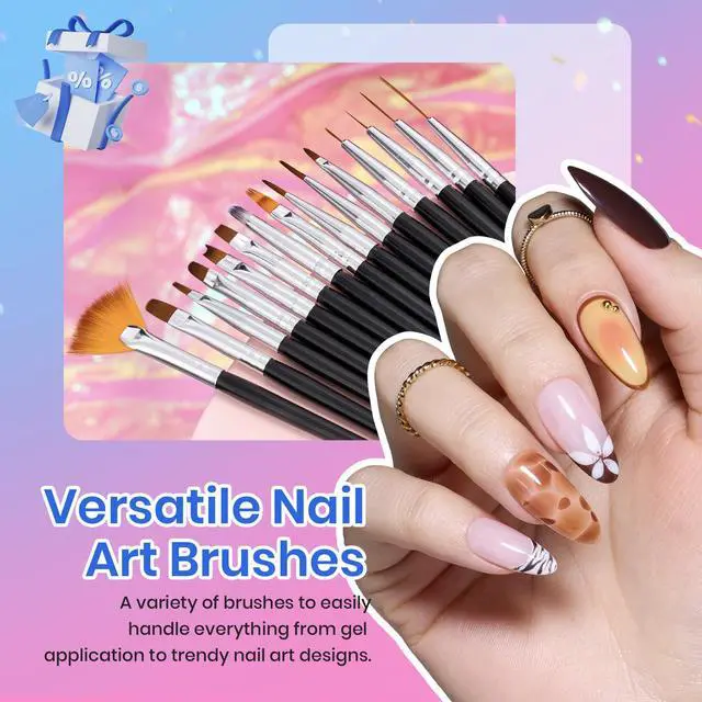 Alt view image 6 of 7 - 31pcs Nail Art Brushes, Dotting Tools, Nail Art Pens, Dust Brush, Striping Liner Fingernail Drawing Pens with Palette Holder Metal Handle All in One for Starter Manicure Design Set