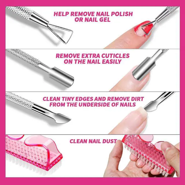 Alt view image 4 of 7 - Nail Polish Gel Remover Tools Kit with Nail Clips, 100ml Nail Polish Remover Bottle, 500 Nail Remover Cotton Pad, Nail Brush, Cuticle Pusher/Peeler, 100/180 Nail File,Buffer Block