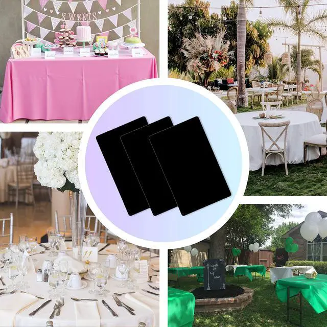 Alt view image 4 of 7 - 3 Pack Plastic Tablecloths for Rectangle Tables 54" x 108" Black Disposable Table Cloths for 6 to 8 Foot Tables Indoor or Outdoor Parties Birthday Wedding Christmas Anniversary Buffet Table
