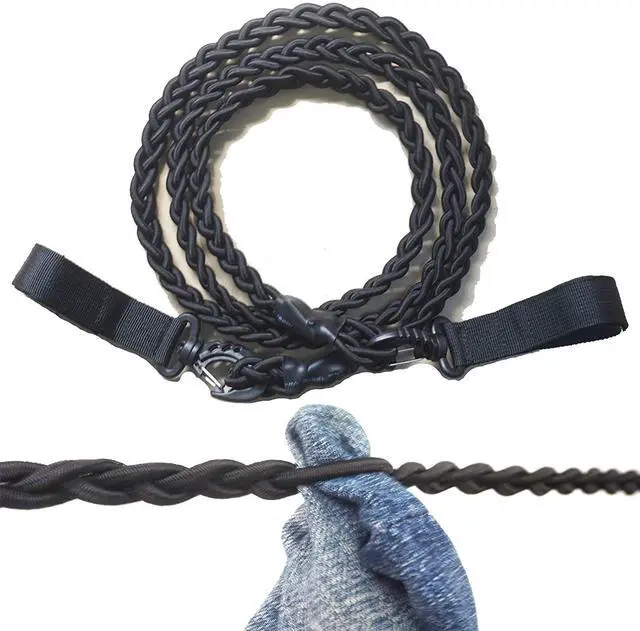 Main image of Tri-Braided Cord Clothes Line, Clothes Drying Rope Portable Travel Clothesline for Indoor Outdoor Laundry , Windproof Clothes Line, Hanger for Camping Travel & Home Use - No hanger hook needed