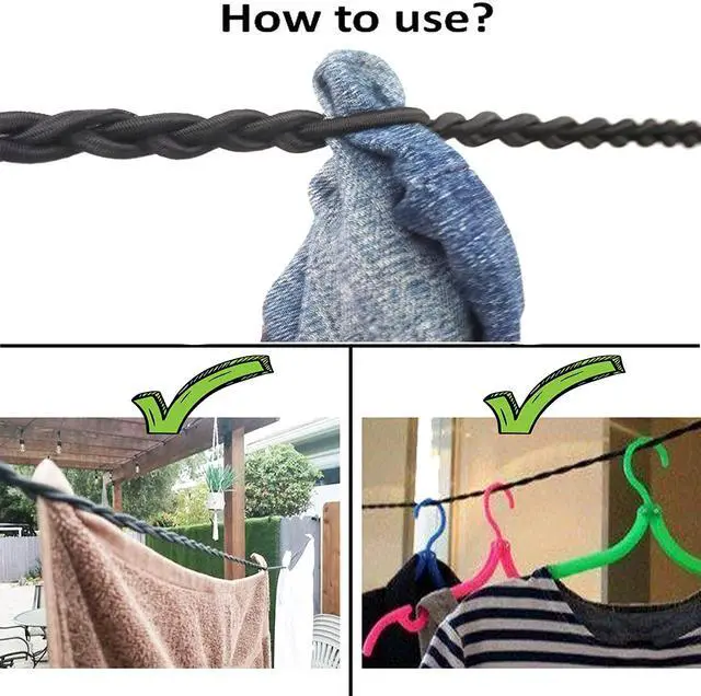 Alt view image 3 of 7 - Tri-Braided Cord Clothes Line, Clothes Drying Rope Portable Travel Clothesline for Indoor Outdoor Laundry , Windproof Clothes Line, Hanger for Camping Travel & Home Use - No hanger hook needed