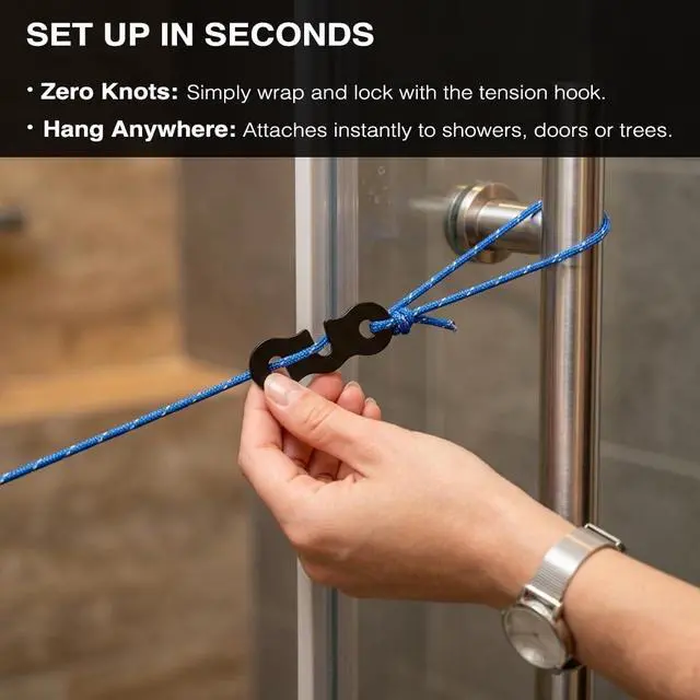 Alt view image 7 of 7 - 2 Pack Travel Clothesline, No Clothespins Needed - 11.5ft Reflective Cord with 24 Beads, Tangle-Free Cord Winders & Zipper Bags, Portable Laundry Drying Rope for Cruise, Hotel, Camping, RV, Indoor Use