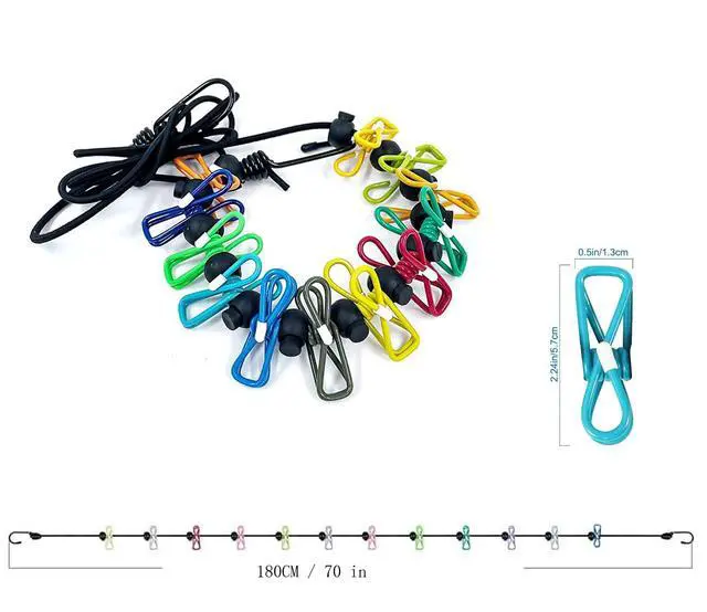 Alt view image 7 of 7 - ClotheslineRetractable Portable Clothesline for TravelClothing line with 12 Clothes Clipsfor Indoor and Outdoor Laundry Drying lineOutdoor Camping Accessories