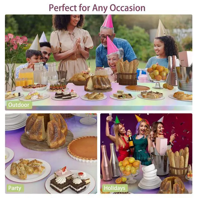 Alt view image 7 of 7 - 4 Pack Iridescent Plastic Tablecloths Disposable Table Cover Sparkly Foil Table Cloth for Rectangle Tables Party Decorations Birthday Princess Bridal Wedding Christmas Iridescence, 54 x 108 Inch
