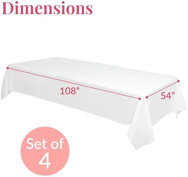 Alt view image 3 of 6 - 4 Pack Plastic Table Cloth Disposable - 108" x 54" White Table Cloth Rectangle Table Cover - Heavy-Duty Waterproof Disposable Tablecloths for Weddings, Parties, BBQs, and Outdoor Dining Events