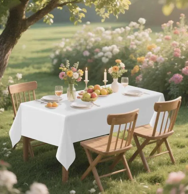 Alt view image 5 of 7 - 2 Pack White Tablecloth Disposable 54 x 108 Inch White Plastic Table Cloth Disposable Waterproof Rectangle Table Cover for Party Birthday Camping Picnic Tablecloths