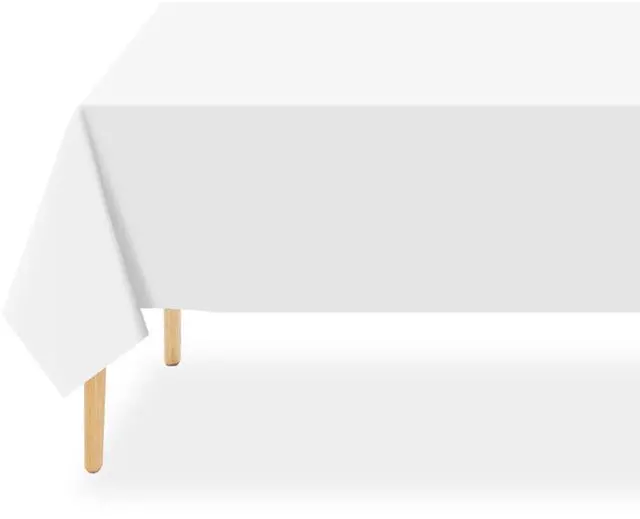 Main image of White Plastic Table Cloth Disposable 2 Pack, 54 x 108 Inch Tablecloths for Party, Picnic, Birthday, Rectangle Table Cover
