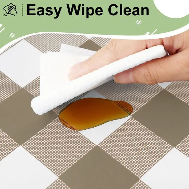 Alt view image 5 of 7 - 3 Packs Buffalo Disposable Table Cloth, 54 x 108 Inch Waterproof Plastic Tablecloth, Rectangle Khaki and White Checkered Table Covers for Picnic, Birthday, Party