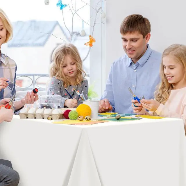 Alt view image 5 of 7 - 3Pcs 54 x 108 Inch White Rectangle Tablecloth,Disposable Plastic Table Cloth,Waterproof White Table Cover for Graduation Birthdays Weddings Anniversary Party Decorations