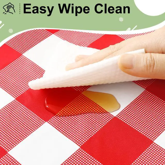 Alt view image 5 of 7 - 4 Packs Buffalo Disposable Table Cloth, 54 x 108 Inch Waterproof Plastic Tablecloth, Rectangle Red and White Checkered Table Covers for Picnic, Birthday, 4th of July Party
