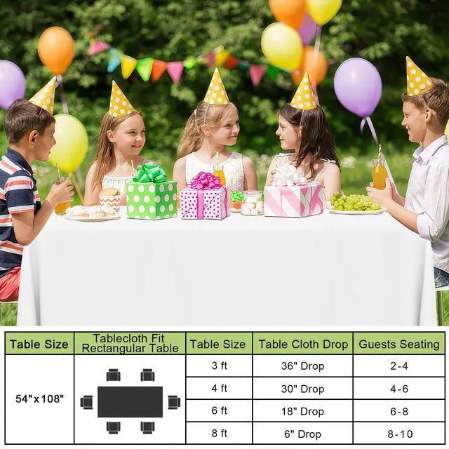 Alt view image 6 of 7 - Disposable Table Cloth - 6 Pack, 54 x 108 Inch Waterproof Rectangle Tablecloths for Parties, Decorative Plastic Table Cover, Leakproof & Sturdy, White
