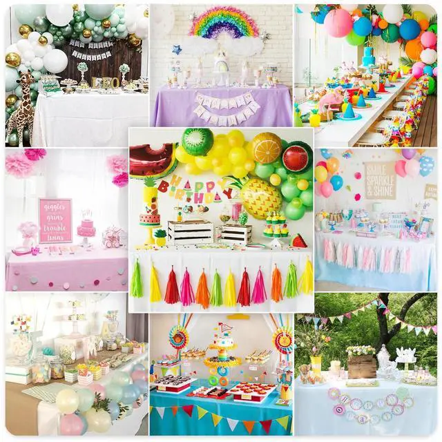 Alt view image 4 of 6 - 2 Pcs White Plastic Tablecloth for Rectangle Table, 54 × 108 inches Disposable White Party Table Covers for Birthday, Wedding, Baby Shower, Holdiay Party Decoration