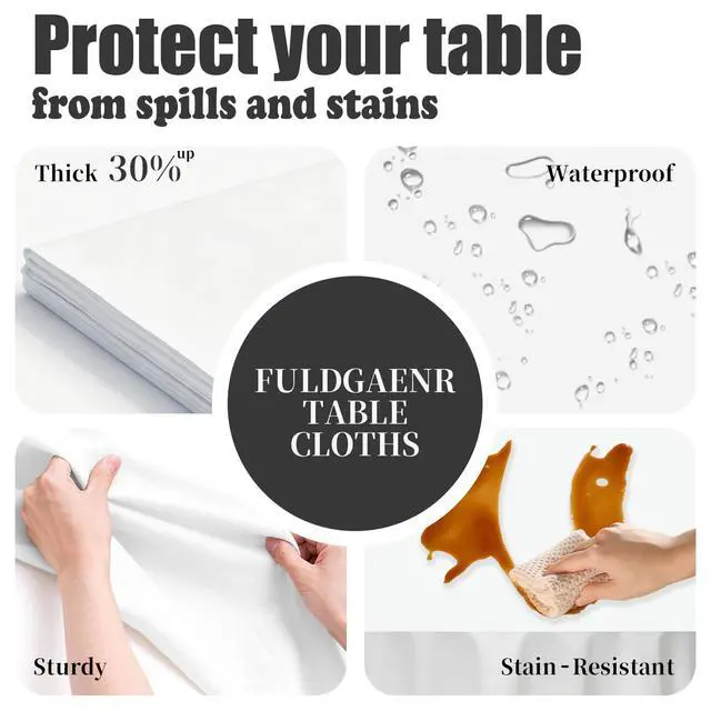 Alt view image 3 of 7 - White Plastic Tablecloth 3 Pack, 54 x 108 Inch Disposable Table Cloth for 6FT Rectangle Tables, Leakproof Sturdy Thick Table Cover for Party, Picnic and Wedding(White | 3 Packs | 54x108 Inch)