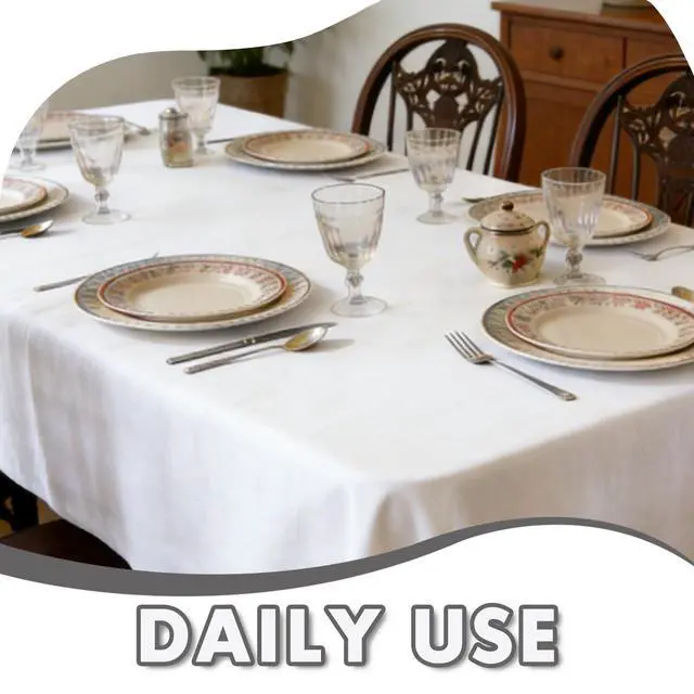 Alt view image 6 of 7 - White Plastic Tablecloth 3 Pack, 54 x 108 Inch Disposable Table Cloth for 6FT Rectangle Tables, Leakproof Sturdy Thick Table Cover for Party, Picnic and Wedding(White | 3 Packs | 54x108 Inch)