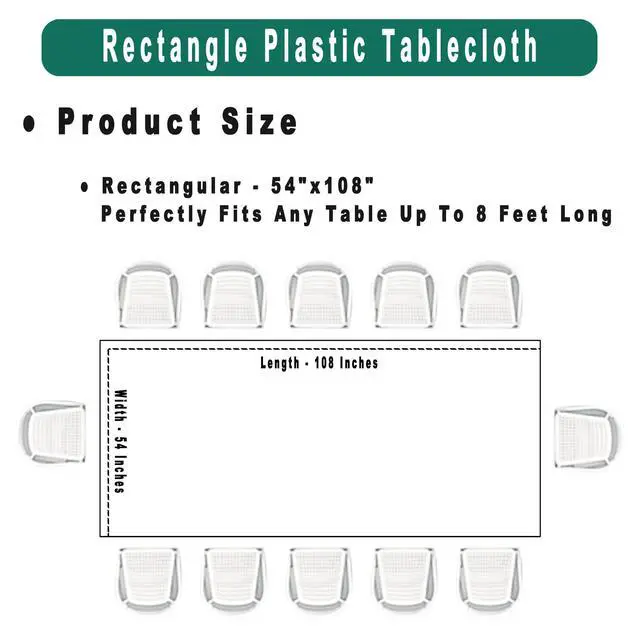 Alt view image 5 of 7 - White Plastic Tablecloths 2 Pack Disposable Table Covers 54 x 108 Inch Bridal Shower PEVA Vinyl Table Cloths for Picnic Birthday Wedding Banquet Parties 8 ft Rectangle Table Use