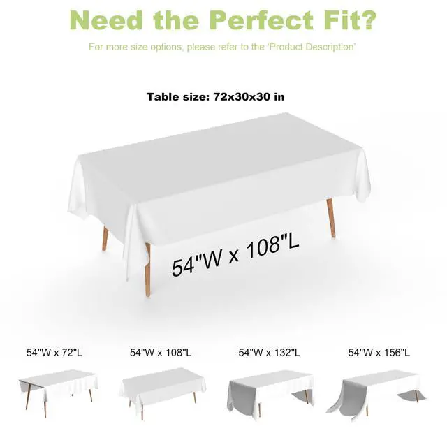 Alt view image 3 of 6 - Plastic Tablecloth Disposable, 2 Pcs - 54" x 108" Table Cloth Rectangle Table, Waterproof, Suitable for Parties, Picnics, Weddings, and Camping(White)