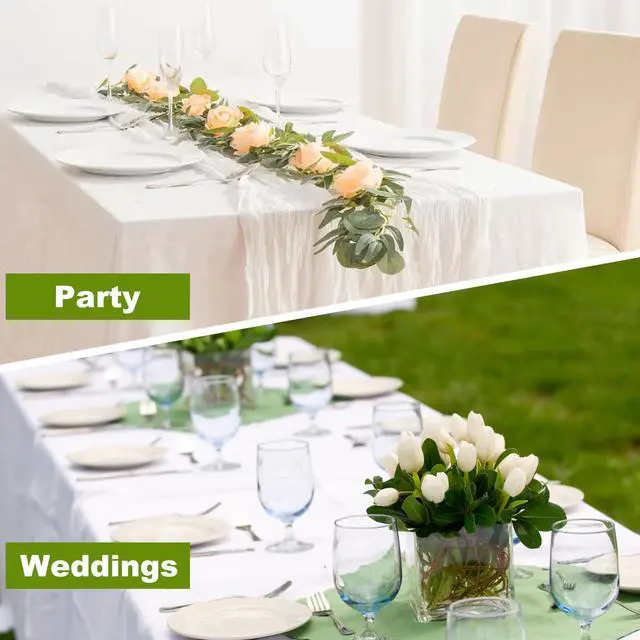Alt view image 6 of 6 - Plastic Tablecloth Disposable, 2 Pcs - 54" x 108" Table Cloth Rectangle Table, Waterproof, Suitable for Parties, Picnics, Weddings, and Camping(White)