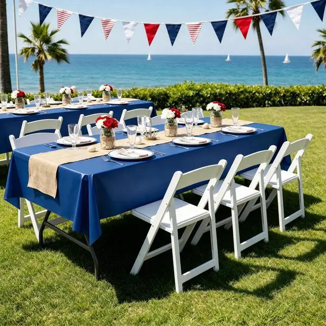 Alt view image 2 of 7 - Disposable Table Cloth 3 Pack, 54 x 108 Inch Waterproof Plastic Tablecloth, Decorative Rectangle Table Covers for Party, Birthday, Picnic, Navy