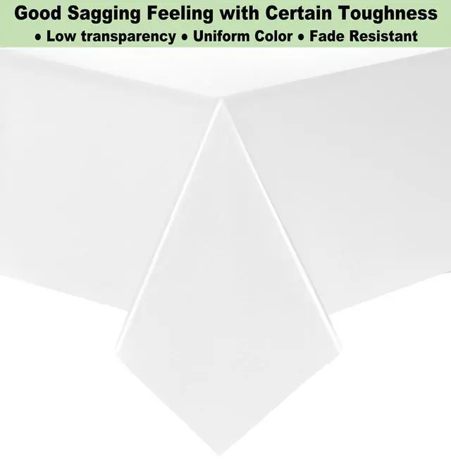 Alt view image 3 of 7 - Plastic White Tablecloths 3 Pack Disposable Table Covers 54" x 108" Rectangular Table Cloths for Parties Engagement Wedding Bridal Shower Banquet, Fits 6 to 8 Foot Rectangle Tables