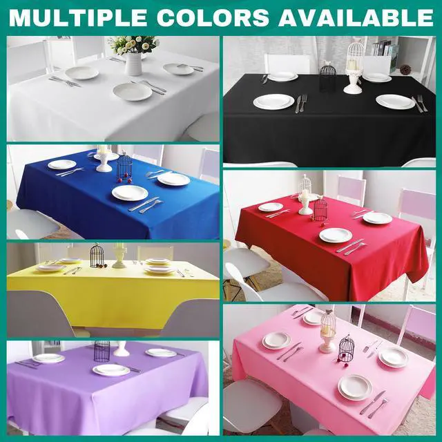 Alt view image 4 of 6 - 8 Pack White Plastic Table Cloths Disposable, 54 x 108 Inches Plastic Table Cover for Rectangle Tables, Disposable Tablecloth for Dinning, Parties, BBQ, Wedding, Outdoor