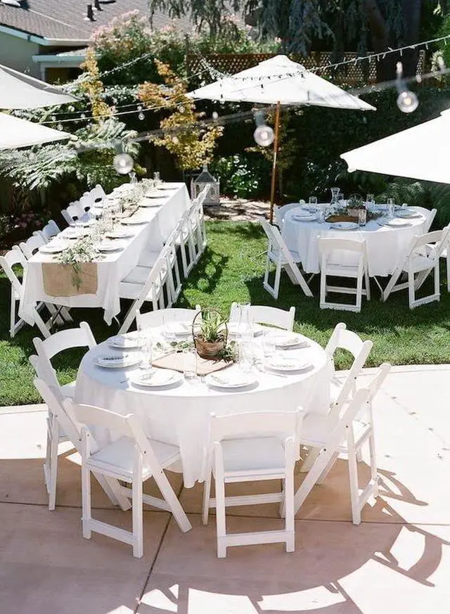 Alt view image 7 of 7 - Plastic White Tablecloths 3 Pack Disposable Table Covers 54" x 108" Rectangular Table Cloths for Parties Engagement Wedding Bridal Shower Banquet, Fits 6 to 8 Foot Rectangle Tables