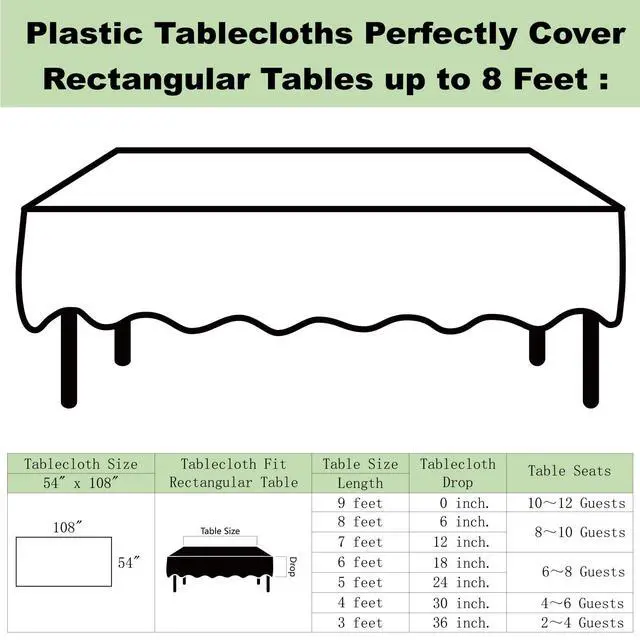 Alt view image 5 of 7 - Plastic White Tablecloths 3 Pack Disposable Table Covers 54" x 108" Rectangular Table Cloths for Parties Engagement Wedding Bridal Shower Banquet, Fits 6 to 8 Foot Rectangle Tables