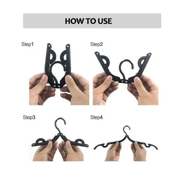 Alt view image 7 of 7 - 12 PCS Travel Hangers - Cruise Ship Essentials Portable Folding Clothes Hangers Travel Essentials Foldable Clothes Drying Rack for Travel (Black)