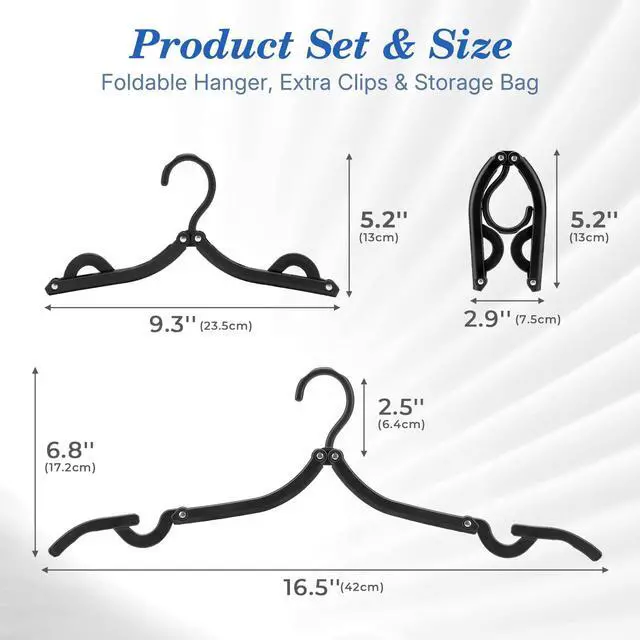 Alt view image 2 of 7 - 10 Pack Travel Hangers, Cruise Essentials 2026, Black Portable Collapsible Clothes Hangers Space Saving, Lightweight Foldable Garment Organizer for Hotel, RV, Dorm, Camping