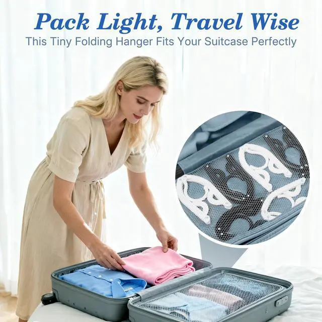 Alt view image 4 of 7 - 10 Pack Travel Hangers, Cruise Essentials 2026, Black Portable Collapsible Clothes Hangers Space Saving, Lightweight Foldable Garment Organizer for Hotel, RV, Dorm, Camping