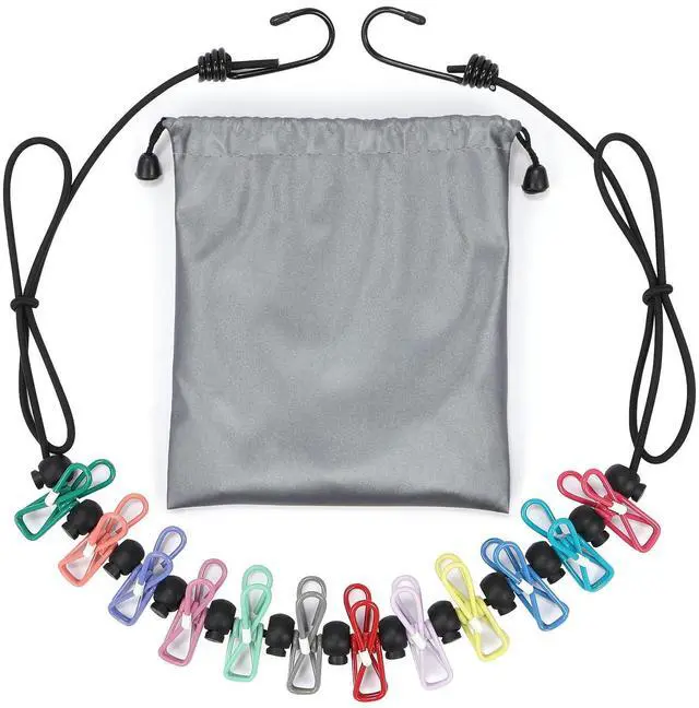Main image of Retractable Portable Travel Clothesline with 12 Clips, Indoor Outdoor Clothes Drying Rack for Hotel, Cruise, Camping Accessories