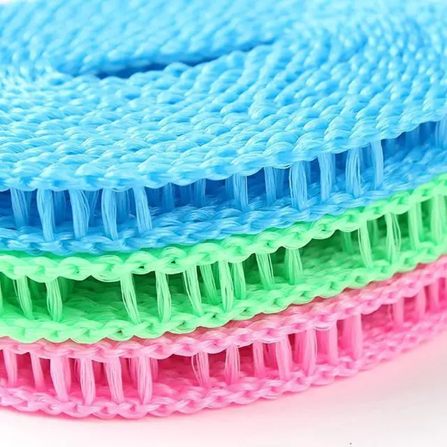 Alt view image 3 of 7 - 3 Pack of Windproof Nylon Clothesline Pink Blue Green Colors Adjustable Clothes Drying Rope Travel Clothes Line Portable Laundry Line for Indoor Outdoor Camping Home Hotel(5m/16.4ft)
