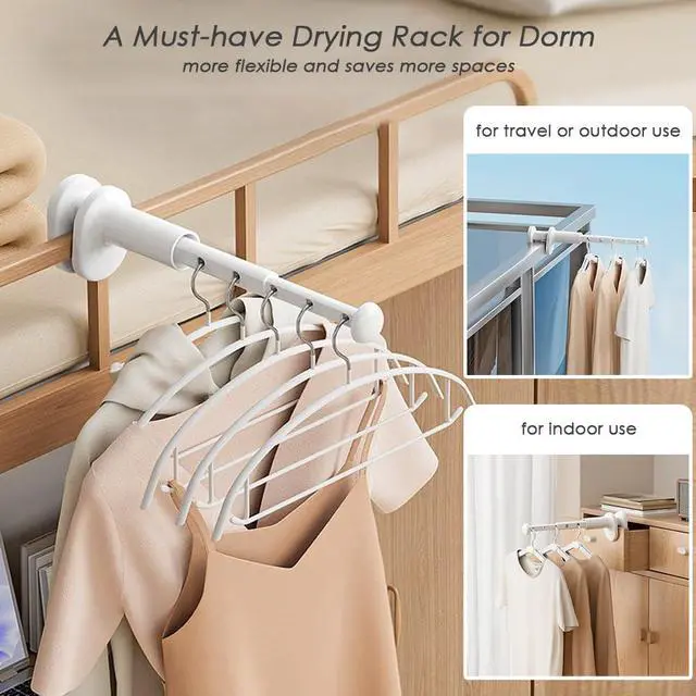 Alt view image 2 of 7 - Travel Drying Rack for Clothes - Portable Hanging Rack Over The Door with Retractable Rod - Mini Size for Cruise, RV, Dorm, Apartment, Hotel Laundry