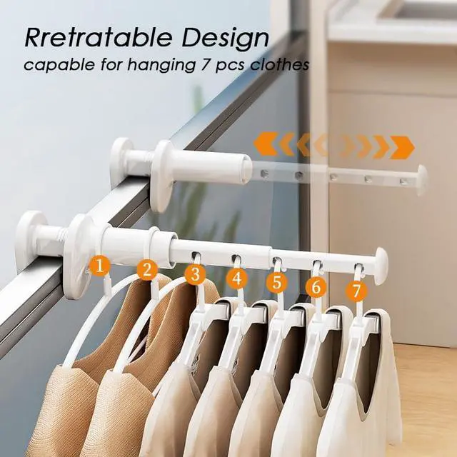 Alt view image 4 of 7 - Travel Drying Rack for Clothes - Portable Hanging Rack Over The Door with Retractable Rod - Mini Size for Cruise, RV, Dorm, Apartment, Hotel Laundry