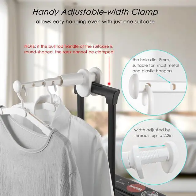 Alt view image 3 of 7 - Travel Drying Rack for Clothes - Portable Hanging Rack Over The Door with Retractable Rod - Mini Size for Cruise, RV, Dorm, Apartment, Hotel Laundry