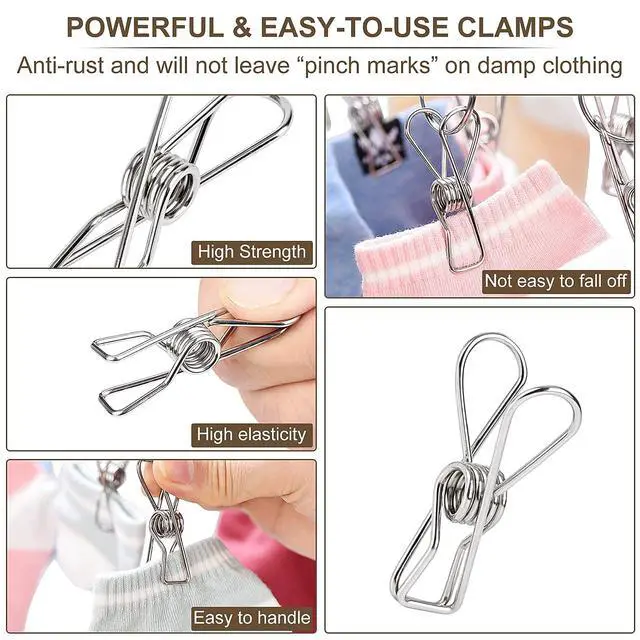 Alt view image 6 of 7 - Foldable Clothes Drying Hanger Stainless Steel Underwear Drying Rack with 20 Clips, Laundry Sock Hangers for Hanging Bra, Lingerie, Hat, Scarf, Gloves, Diapers, Towels, Baby Clothes