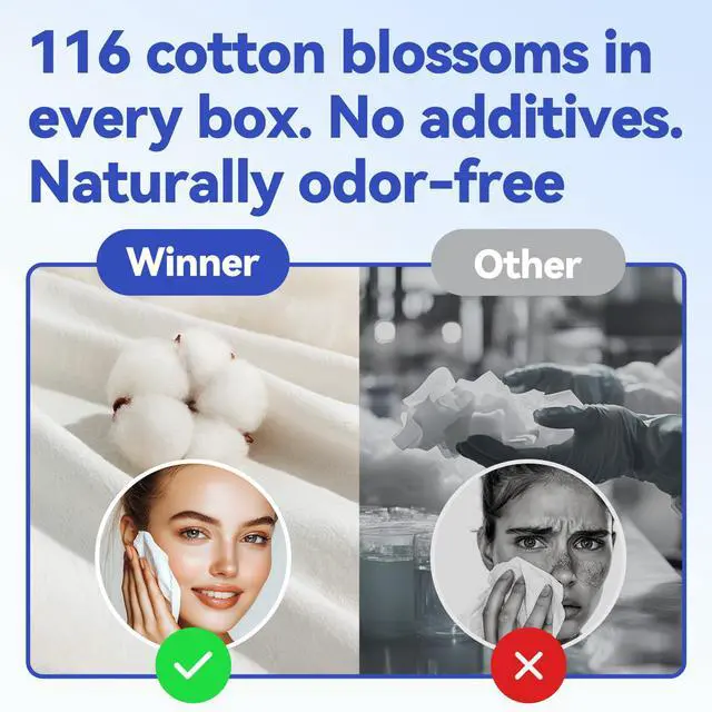 Alt view image 6 of 7 - Face Towels, 100% USDA Biobased Facial Towelettes XL, Disposable Face Towel for Sensitive Skin, Ultra Soft Makeup Remover Dry Wipes, Odor-Free, 55 Count, 1 Pack