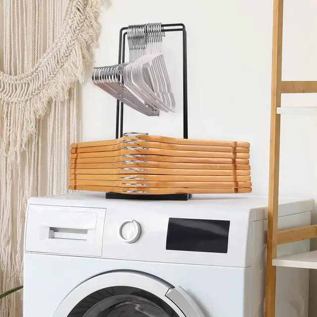 Alt view image 7 of 7 - Hanger Organizer Stacker, Clothes Hanger Holder for Closet Laundry Room, Hangars Stacker Hold up 110 Wire Hangers for Storage Organizer, Hanger Rack Stand for Adult Child Velvet Pants Hangers