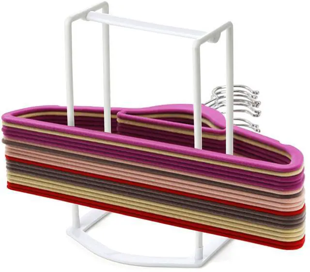 Main image of Hanger Stacker Organizer Stand, White Portable Hanger Holder Laundry Room Organization Hanger Rack Storage