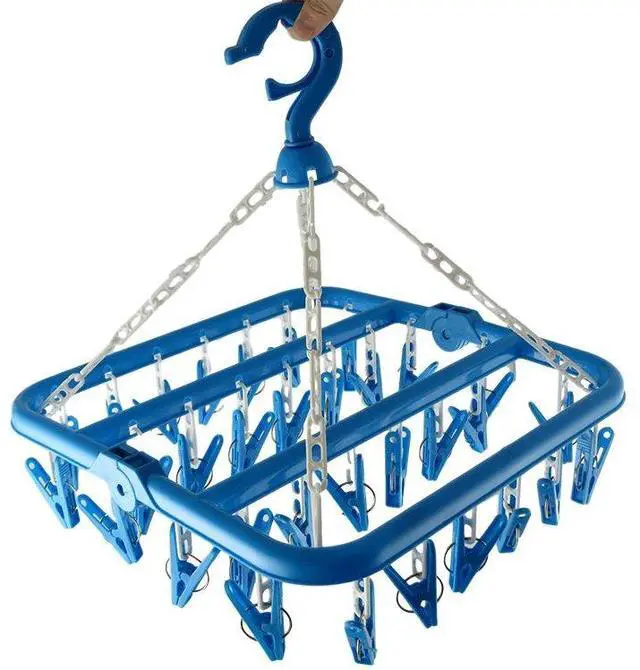 Main image of Clip and Drip Hanger Clothes Hanger Drying Rack 32 Clips (Blue)
