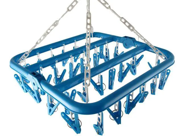 Alt view image 3 of 4 - Clip and Drip Hanger Clothes Hanger Drying Rack 32 Clips (Blue)