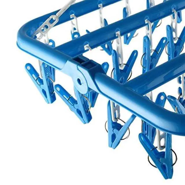 Alt view image 4 of 4 - Clip and Drip Hanger Clothes Hanger Drying Rack 32 Clips (Blue)